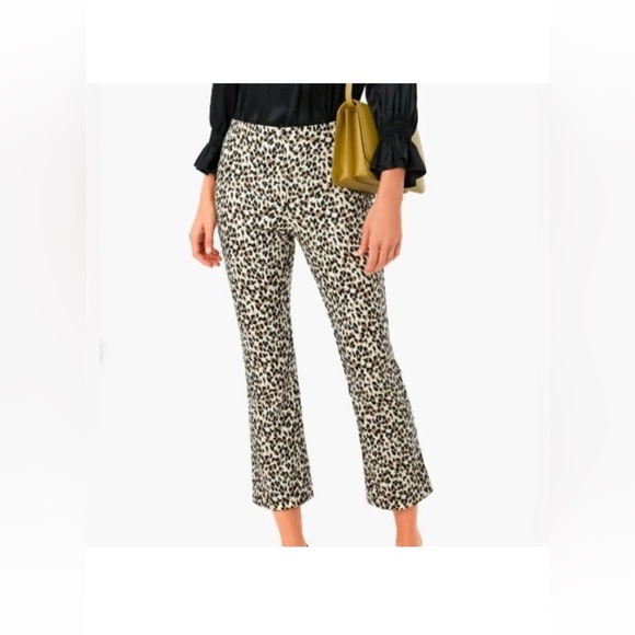 Tuckernuck Ashford Leopard Pants Size S NWT Stretch Cropped Slim Fit Chic - Picture 2 of 9